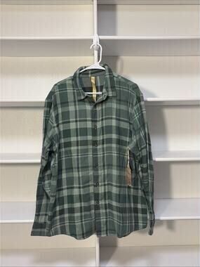 Telluride Clothing Company Flannel Shirt Womens XL Green Plaid LS Reversible